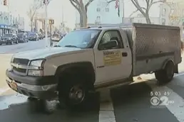 The alleged hit-and-run truck at the scene 